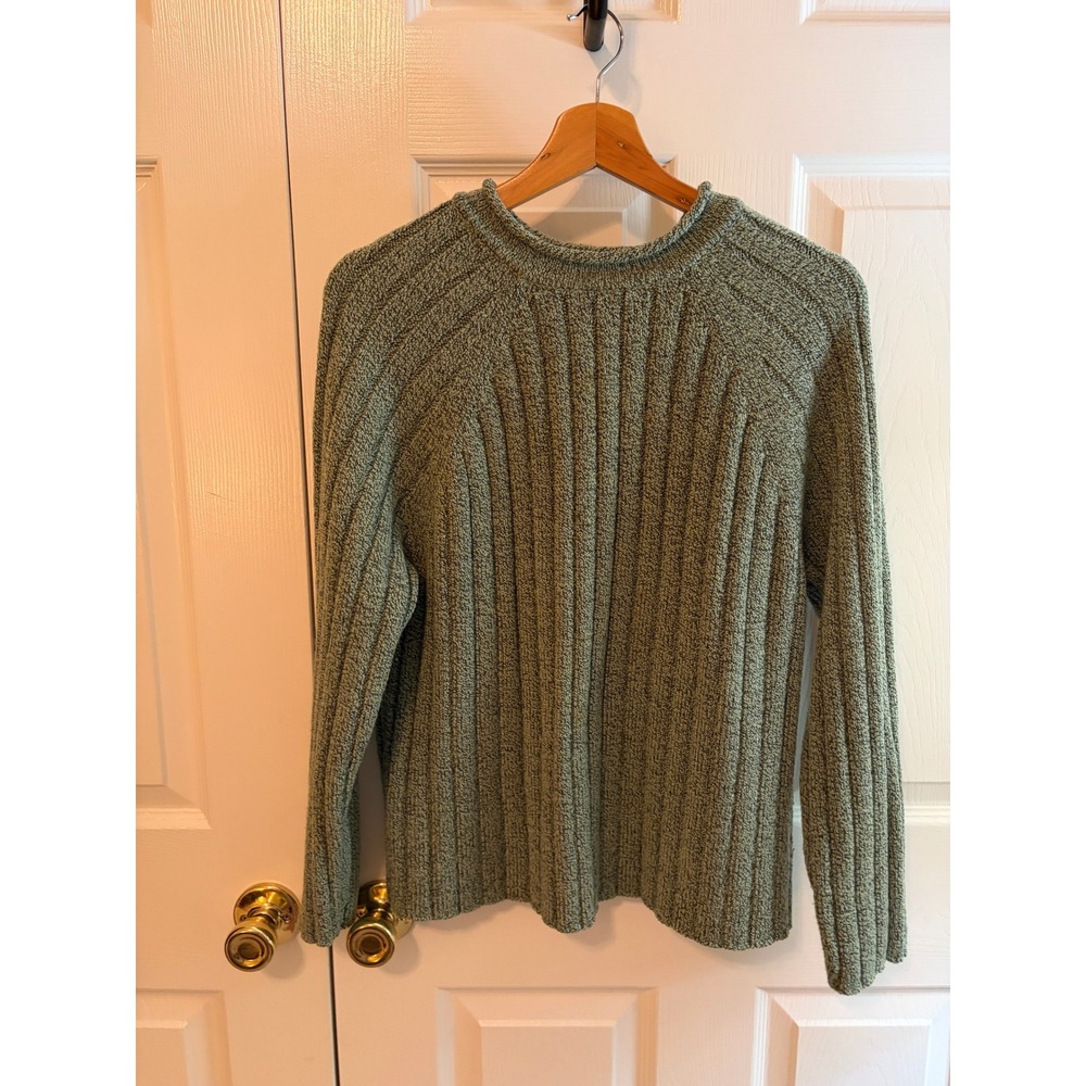 Carolyn Taylor Essentials Green Ribbed Knit Crewneck Sweater XL Womens